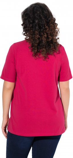 Ulla Popken Essential Round Neck Stretch Tee Dark Raspberry - Pólók - 