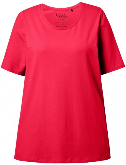 Ulla Popken Essential Round Neck Stretch Tee Red - Pólók - 