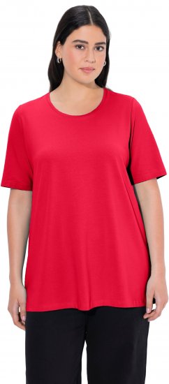 Ulla Popken Essential Round Neck Stretch Tee Red - Pólók - 