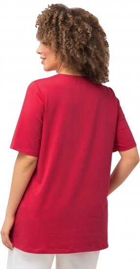 Ulla Popken Essential Round Neck Stretch Tee Dark Pink - Pólók - 