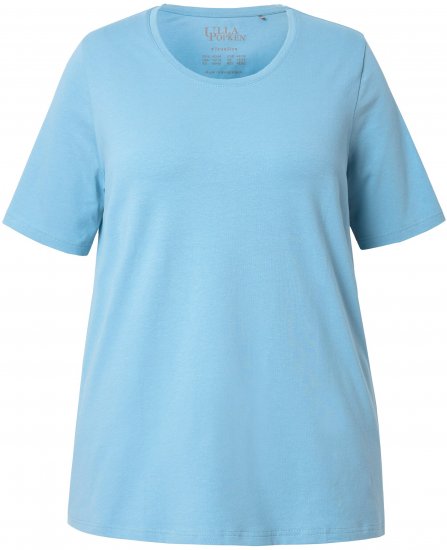 Ulla Popken Essential Round Neck Stretch Tee Light Teal - Pólók - 