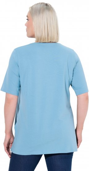 Ulla Popken Essential Round Neck Stretch Tee Light Teal - Pólók - 