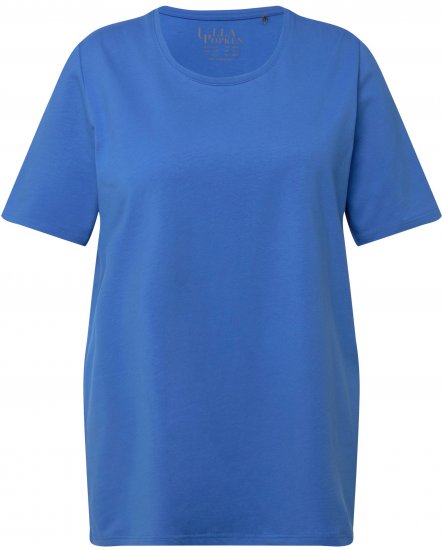 Ulla Popken Essential Round Neck Stretch Tee Denim Blue - Pólók - 