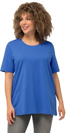Ulla Popken Essential Round Neck Stretch Tee Denim Blue - Pólók - 