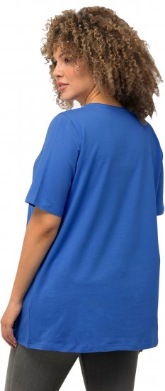 Ulla Popken Essential Round Neck Stretch Tee Denim Blue - Pólók - 
