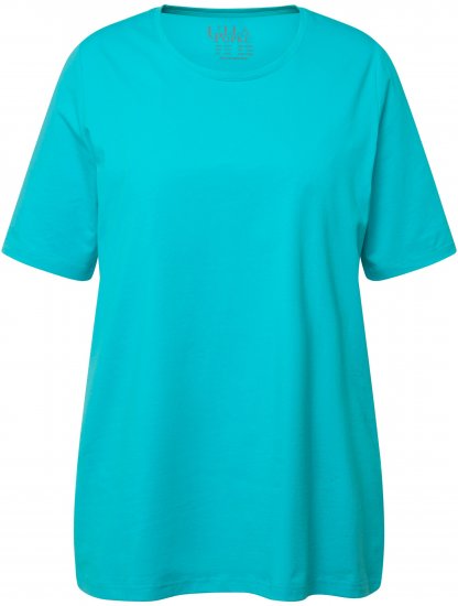 Ulla Popken Essential Round Neck Stretch Tee Deep Aqua - Pólók - 