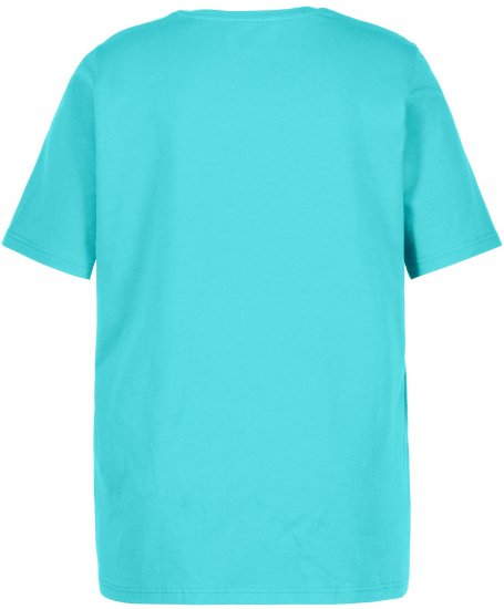 Ulla Popken Essential Round Neck Stretch Tee Deep Aqua - Pólók - 