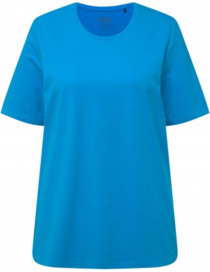 Ulla Popken Essential Round Neck Stretch Tee Sapphire Blue - Pólók - 