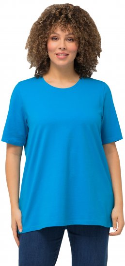 Ulla Popken Essential Round Neck Stretch Tee Sapphire Blue - Pólók - 