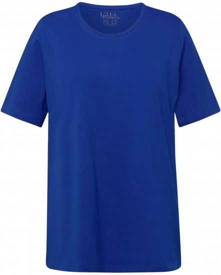 Ulla Popken Essential Round Neck Stretch Tee Cobalt Blue - Pólók - 
