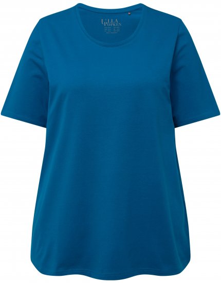 Ulla Popken Essential Round Neck Stretch Tee Medium Blue - Pólók - 