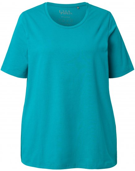 Ulla Popken Essential Round Neck Stretch Tee Teal - Pólók - 
