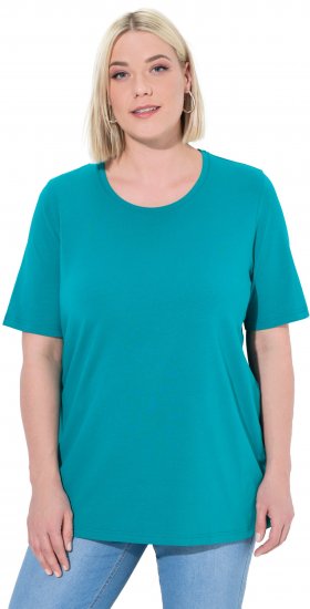 Ulla Popken Essential Round Neck Stretch Tee Teal - Pólók - 