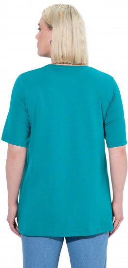 Ulla Popken Essential Round Neck Stretch Tee Teal - Pólók - 