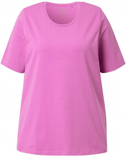 Ulla Popken Essential Round Neck Stretch Tee Cool Pink - Pólók - 