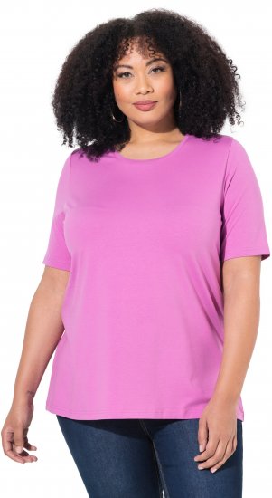 Ulla Popken Essential Round Neck Stretch Tee Cool Pink - Pólók - 