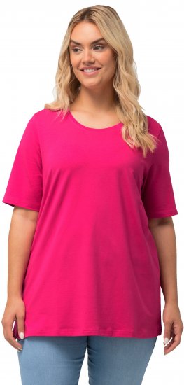 Ulla Popken Essential Round Neck Stretch Tee Fuchsia Pink - Pólók - 