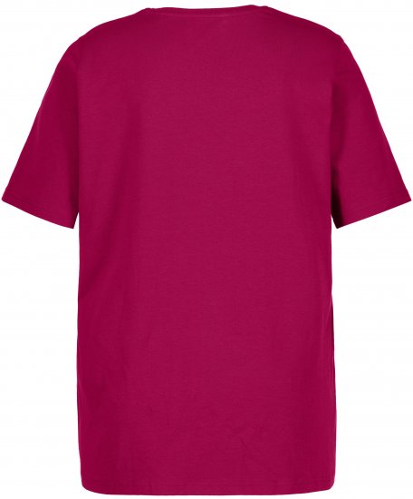 Ulla Popken Essential Round Neck Stretch Tee Magnolia Red - Pólók - 