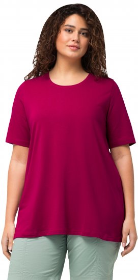 Ulla Popken Essential Round Neck Stretch Tee Magnolia Red - Pólók - 