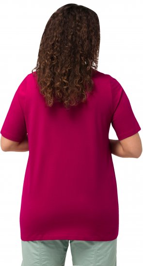 Ulla Popken Essential Round Neck Stretch Tee Magnolia Red - Pólók - 