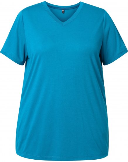 Ulla Popken Functional Antibacterial Finish V-Neck Short Sleeve Knit Top Opal Green - Pólók - 