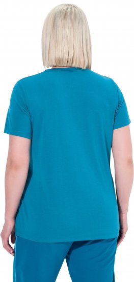 Ulla Popken Functional Antibacterial Finish V-Neck Short Sleeve Knit Top Opal Green - Pólók - 