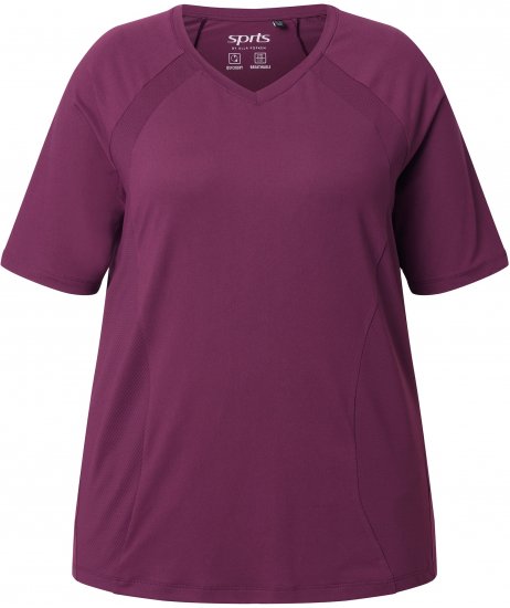 Ulla Popken Quick-Drying Short Sleeve T-Shirt Dark Cherry - Pólók - 