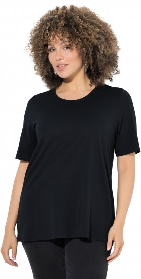 Ulla Popken Scoop Neck Short Sleeve Tee Black - Pólók - 
