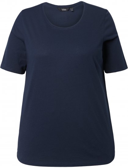 Ulla Popken Scoop Neck Short Sleeve Tee Navy - Pólók - 