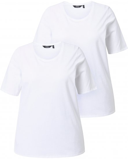 Ulla Popken Scoop Neck Short Sleeve Tee White - Pólók - 