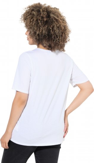 Ulla Popken Scoop Neck Short Sleeve Tee White - Pólók - 