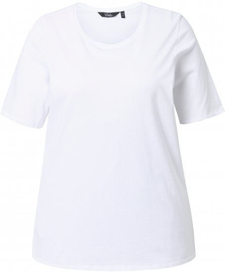 Ulla Popken Scoop Neck Short Sleeve Tee White - Pólók - 