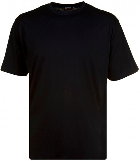 Espionage T015 Plain Crew Neck T-Shirt Black - Pólók - Nagyméretű pólók - 2XL-14XL