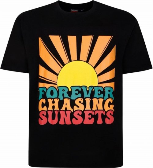 Espionage T421 Chasing Sunset Printed T-Shirt - Pólók - Nagyméretű pólók - 2XL-14XL