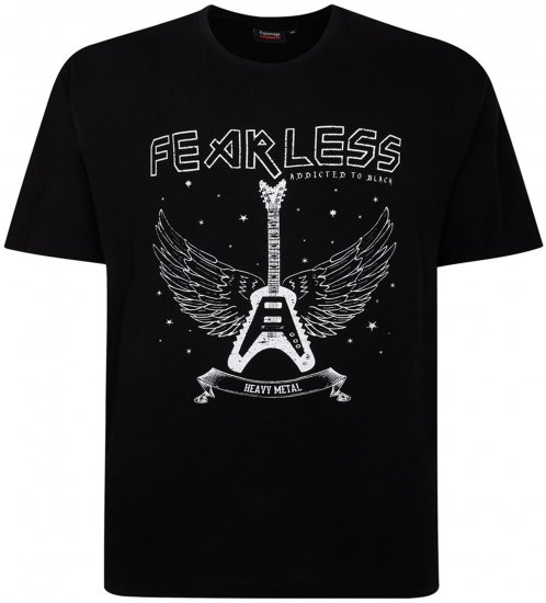 Espionage T426 Fearless Printed T-Shirt Black - Pólók - Nagyméretű pólók - 2XL-14XL
