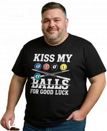 Espionage T436 Good Luck Kiss Printed T-Shirt Black - Pólók - Nagyméretű pólók - 2XL-14XL