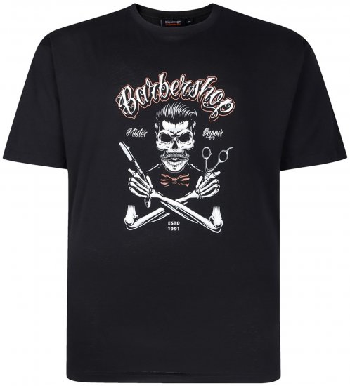 Espionage T437 Barbers Shop Printed T-Shirt Black - Pólók - Nagyméretű pólók - 2XL-14XL
