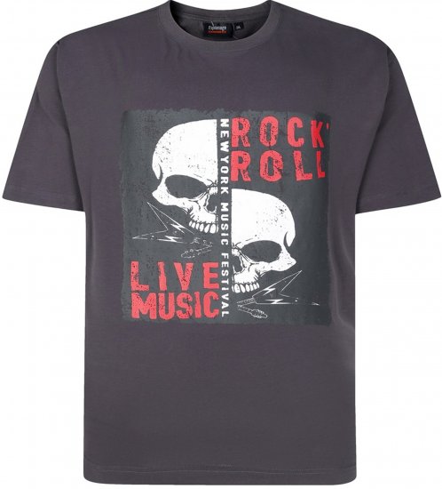 Espionage T437 Rock N' Roll Printed T-Shirt Charcoal - Nyomtatott pólók - Nyomtatott pólók - 2XL-8XL