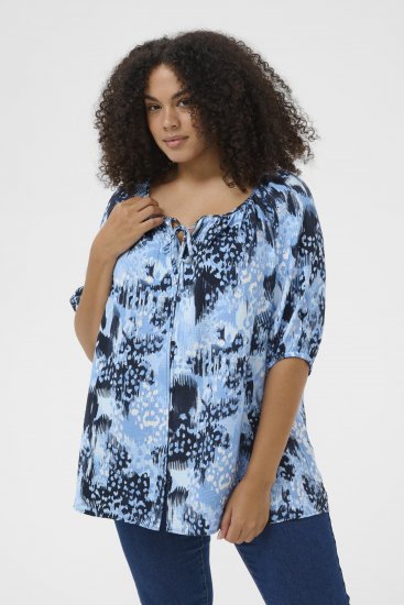 Kaffe Curve Aliana Tunic Blue Flower Animal - Tunikák - 