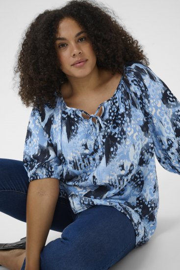 Kaffe Curve Aliana Tunic Blue Flower Animal - Tunikák - 
