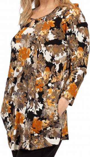 Scandinavian Caramel Flower Petals Tunic Orange and Brown - Mintás pólók nőknek - 