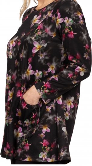 Scandinavian Caramel Flowers Tunic Red and Pink - Mintás pólók nőknek - 