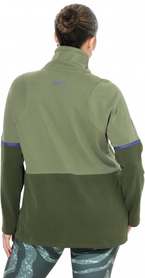 Ulla Popken Two-Tone ZIp Front Pocket Sweatshirt Olive Green - Bluzy & bluzy z kapturem - 