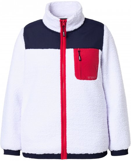 Ulla Popken Color Block Teddy Fleece Jacket Snow White - Bluzy & bluzy z kapturem - 