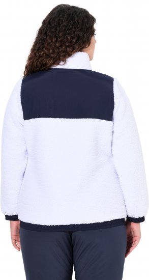 Ulla Popken Color Block Teddy Fleece Jacket Snow White - Bluzy & bluzy z kapturem - 