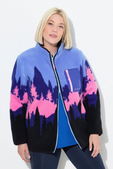 Ulla Popken Alpine Landscape Fleece Jacket Cloud Blue - Bluzy & bluzy z kapturem - Kényelmes pulóverek és kapucnisok