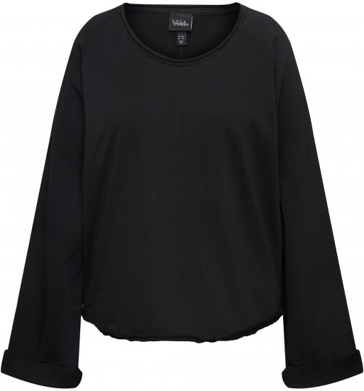 Ulla Popken Rolled Edge Long Sleeve Sweatshirt Black - Bluzy & bluzy z kapturem - 