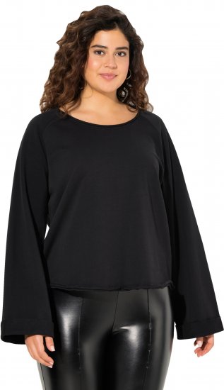 Ulla Popken Rolled Edge Long Sleeve Sweatshirt Black - Bluzy & bluzy z kapturem - 