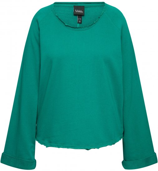 Ulla Popken Rolled Edge Long Sleeve Sweatshirt Emerald Green - Bluzy & bluzy z kapturem - 