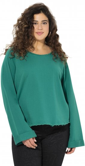 Ulla Popken Rolled Edge Long Sleeve Sweatshirt Emerald Green - Bluzy & bluzy z kapturem - 